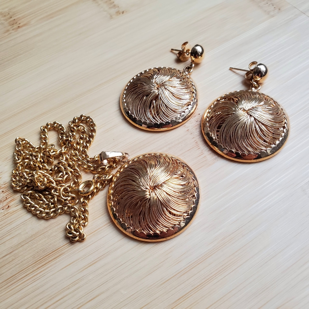 Faux Gold Necklace and Earring Set